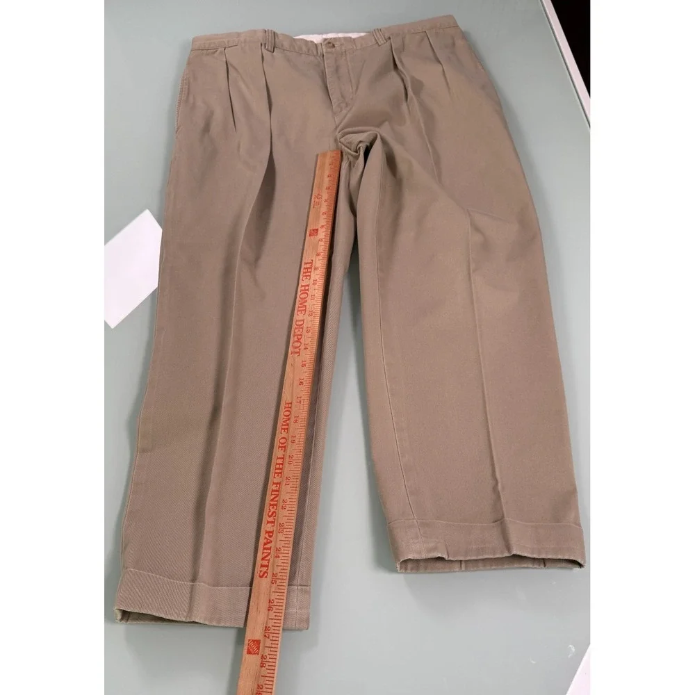 VTG Polo Ralph Lauren Ethan Pant Mens Khaki Pleated Cuffed Trouser  - 38x32